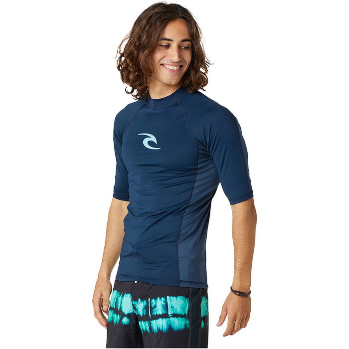 2024 Rip Curl Mnner Waves UPF Performance Kurzrmelige Lycra-Weste 142MRV - Dark Navy